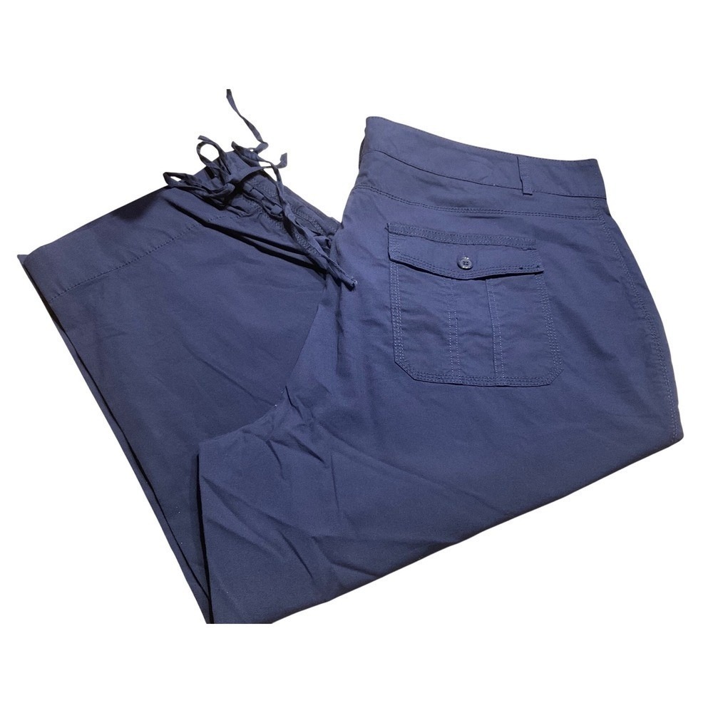 Avenue Womens Plus Size 18 Navy Blue Cotton Stretch‎ Cargo Capri Pants Cropped